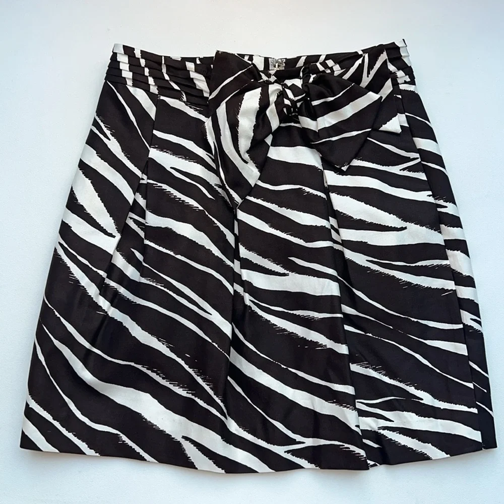 Kate Spade‎ Kolette Bow-Waist Zebra Print Skirt edgy fun office eclectic size 8